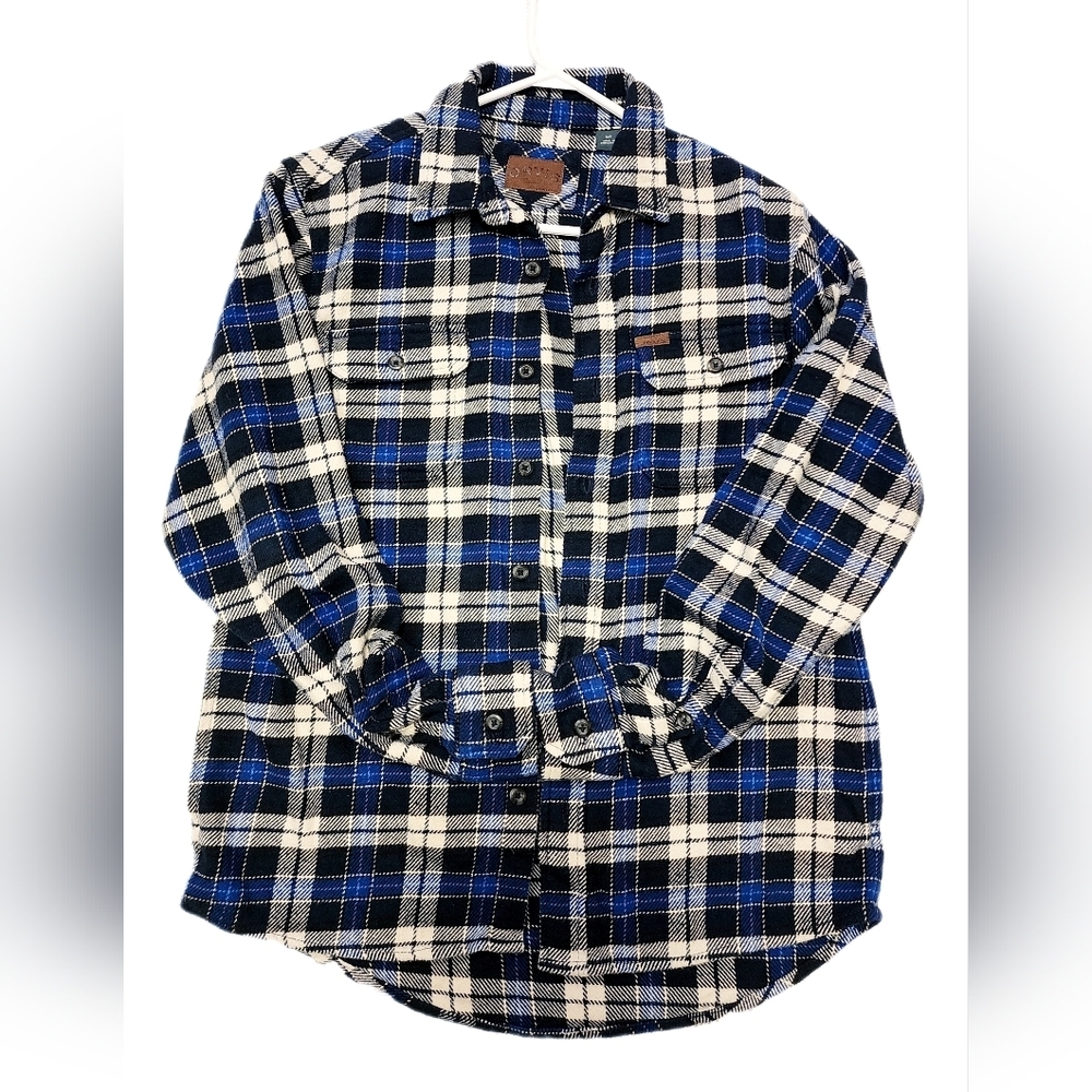 Orvis Blue 100% Cotton Flannel Button Down Casual Dress Shirt With Pocke…